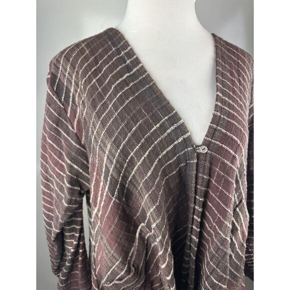 Yasuko Kurisaka Art to Wear Lagenlook Handwoven Brown Button Jacket Cardigan O/S - Picture 3 of 16
